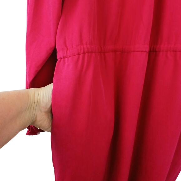 Everlane SZ XS The Tencel Gathered Maxi Dress in Red Currant Oversized Fit NWT - Picture 4 of 6